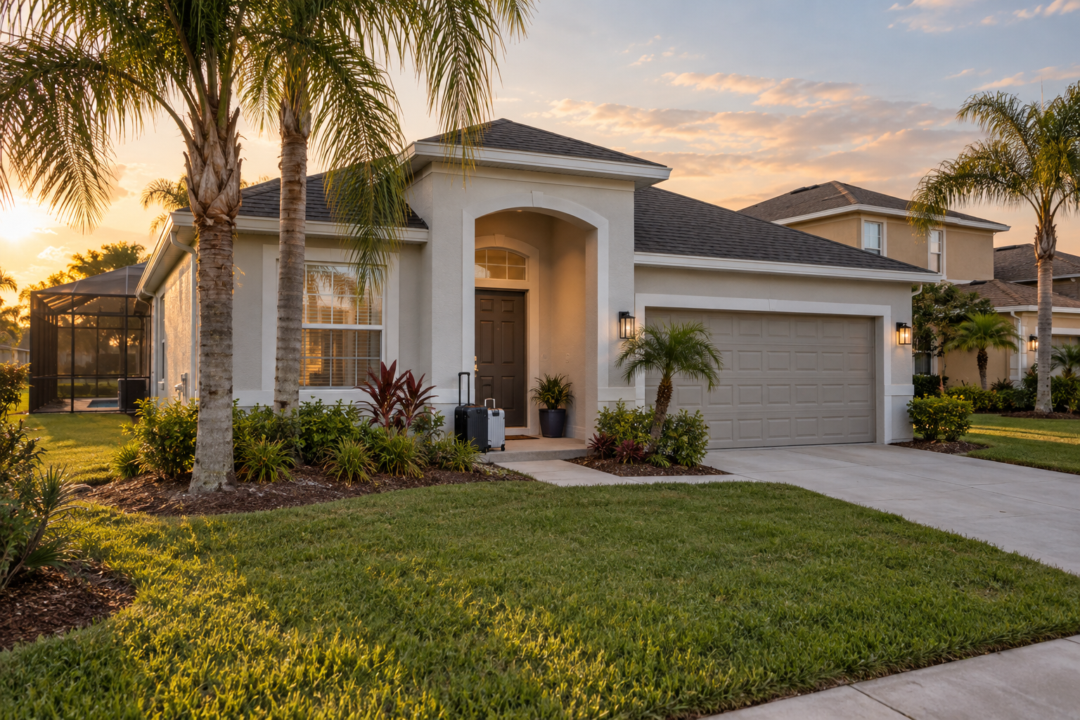 A Central Florida vacation rental home at sunset